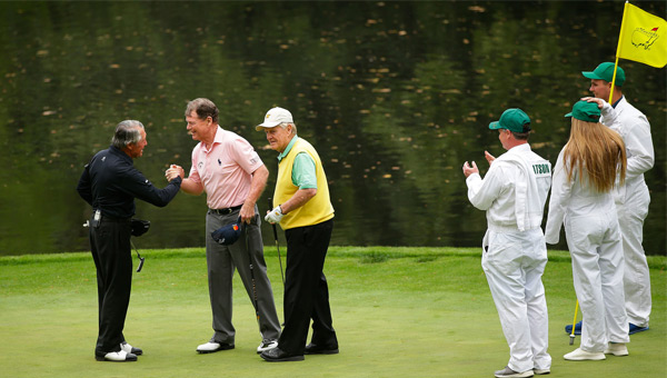 Gary Player, Tom Watson y Jack Nicklaus torneo pares 3 Masters Augusta 2018