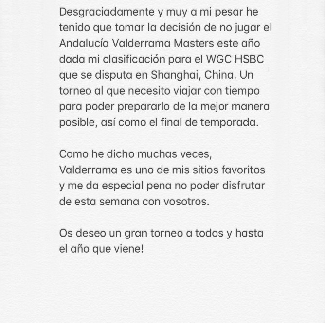 Debut Adrián Otaegui HSBC renuncia Valderrama