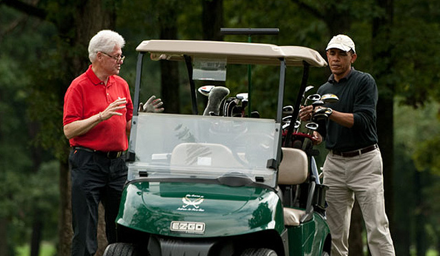 El campo de golf: único lugar de 'diferencias' entre Obama y Clinton