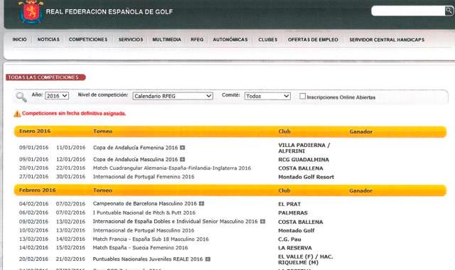 Publicado el calendario de competiciones de 2016