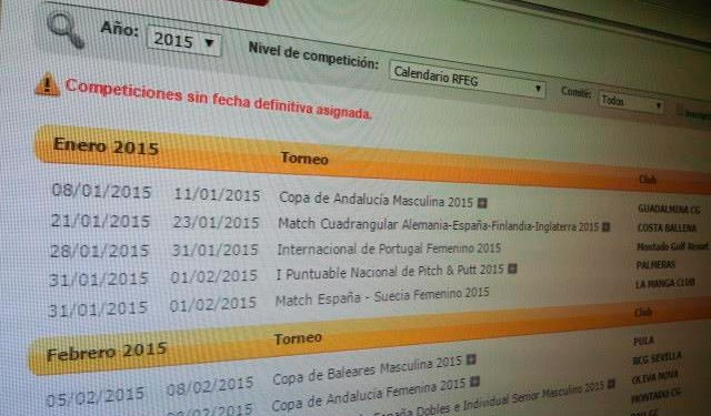 Calendario Oficial de Competiciones 2015