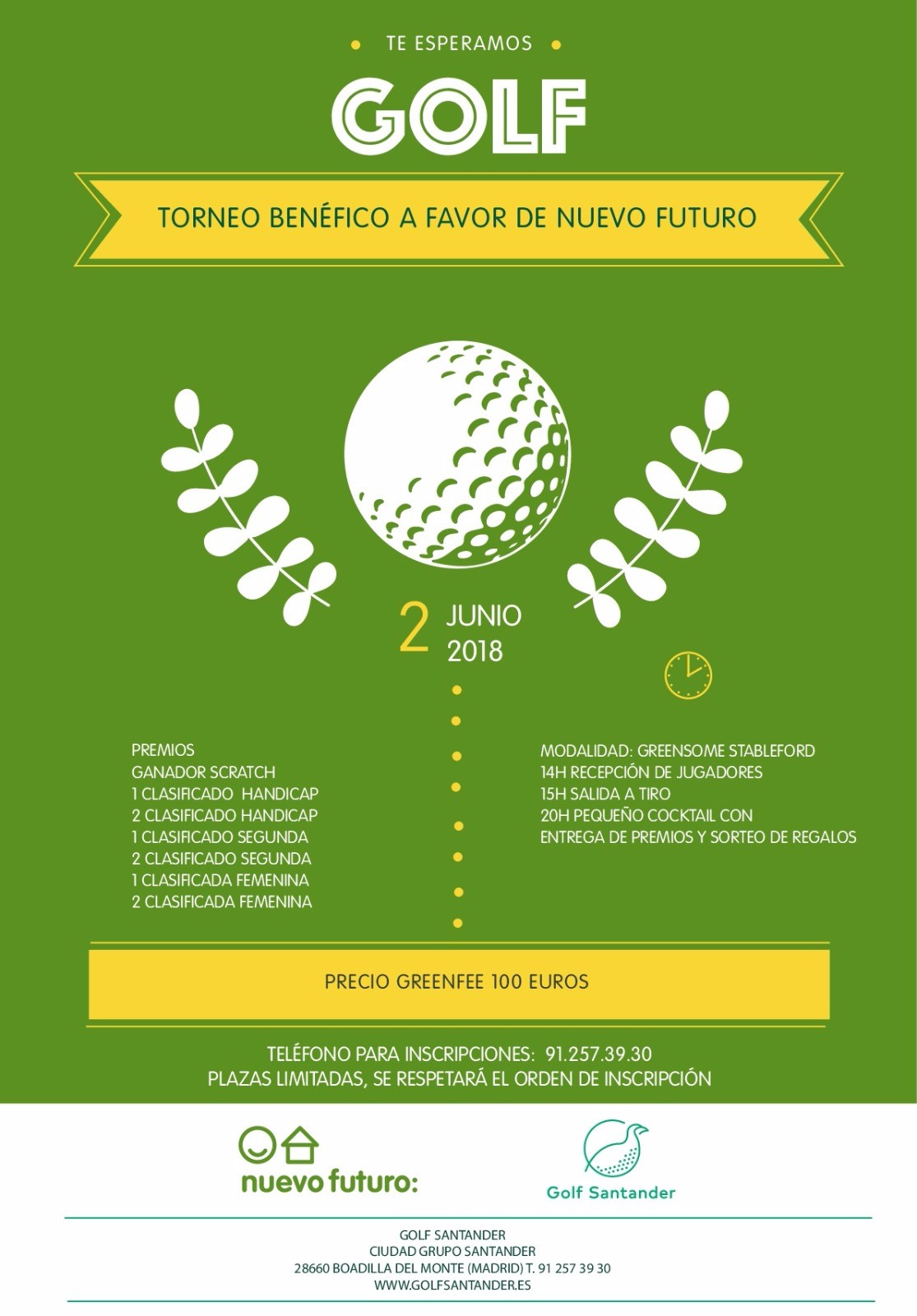 Cartel torneo golf santander solidario