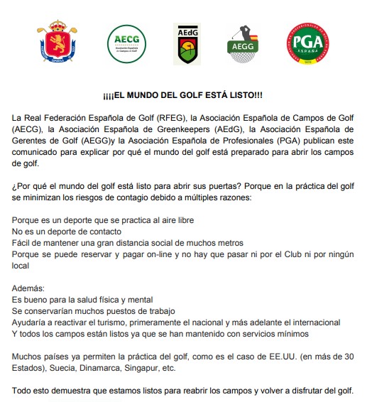 Comunicado golf industria