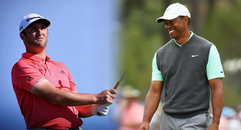 Tiger Woods y Jon Rahm, juntos en el inicio de Augusta