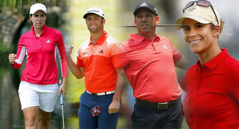 Carlota Ciganda, Jon Rahm, Sergio García y Azahara Muñoz, las cuatro principales espadas del golf español