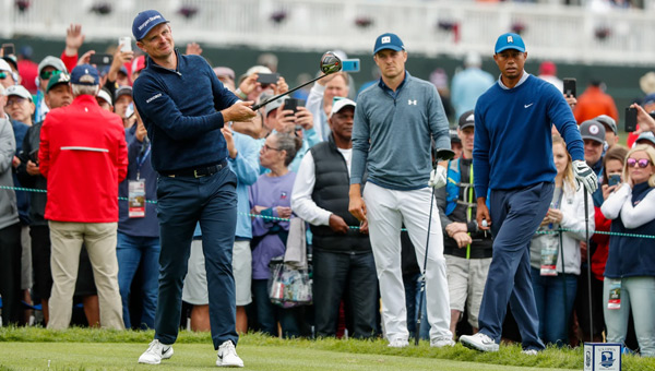 Justin Rose, Tiger Woods y Jordan Spieth